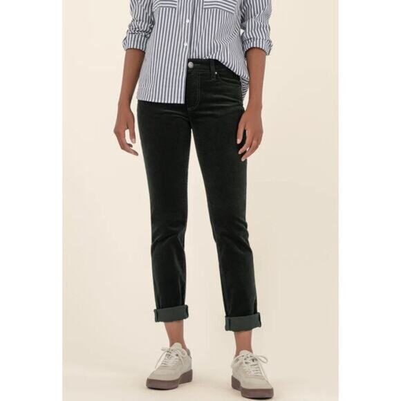 Kut From The Kloth Catherine Boyfriend Emerald Green Corduroy Jeans Sz 16 NWT - Picture 12 of 12